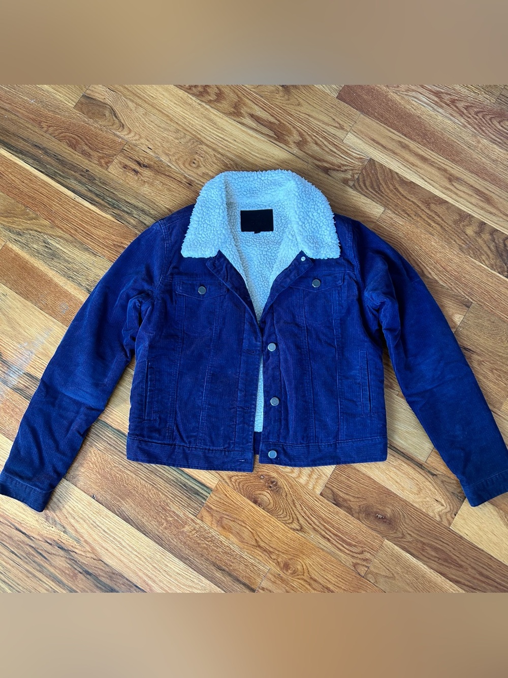 Navy Blue Corduroy Sherpa-Lined Jacket by BBJ Los Angeles